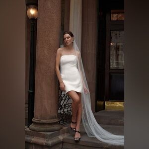 Watters Strapless Ballad Crepe Mini Dress 8